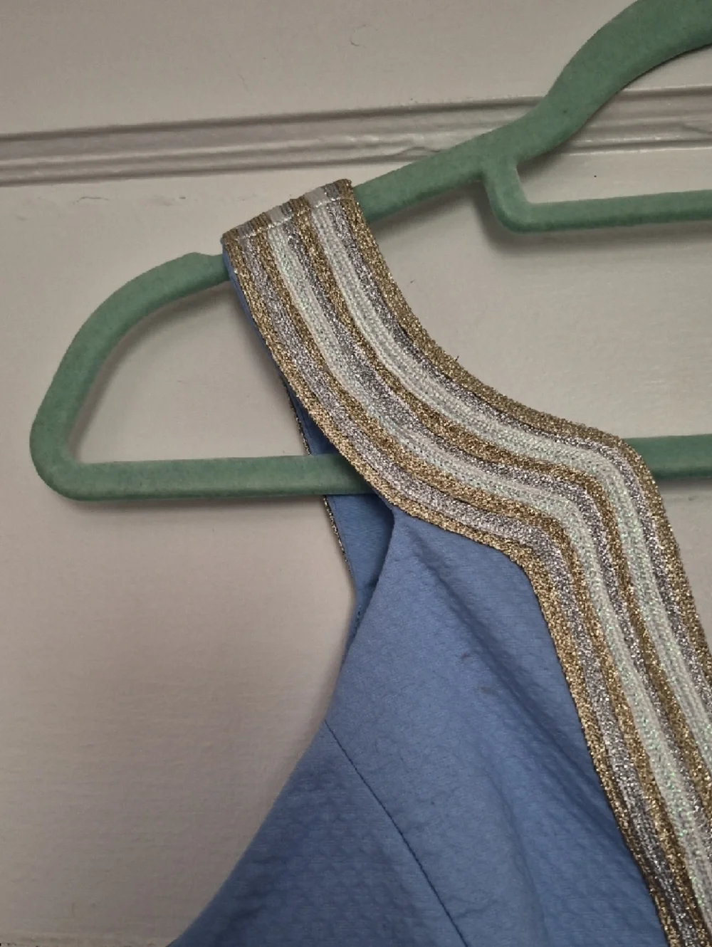 Lilly Pulitzer Powder Blue Sheath Dress with Gold Beaded V-Neck Size 4 - Picture 6 of 16